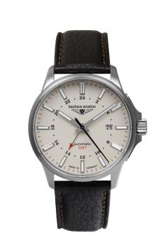 Bauhaus Aviation Herrenuhr Automatik mit GMT und Lederarmband